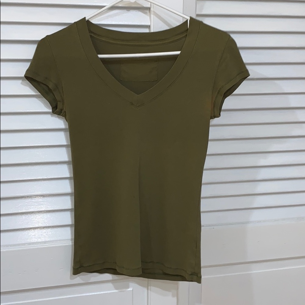 Green v neck shirt